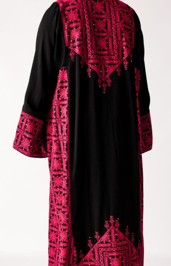 Red and Black Embroidered Palestinian Dress - Image 3