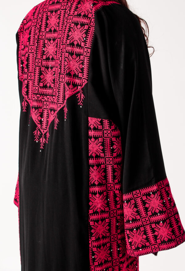 Red and Black Embroidered Palestinian Dress - Image 5