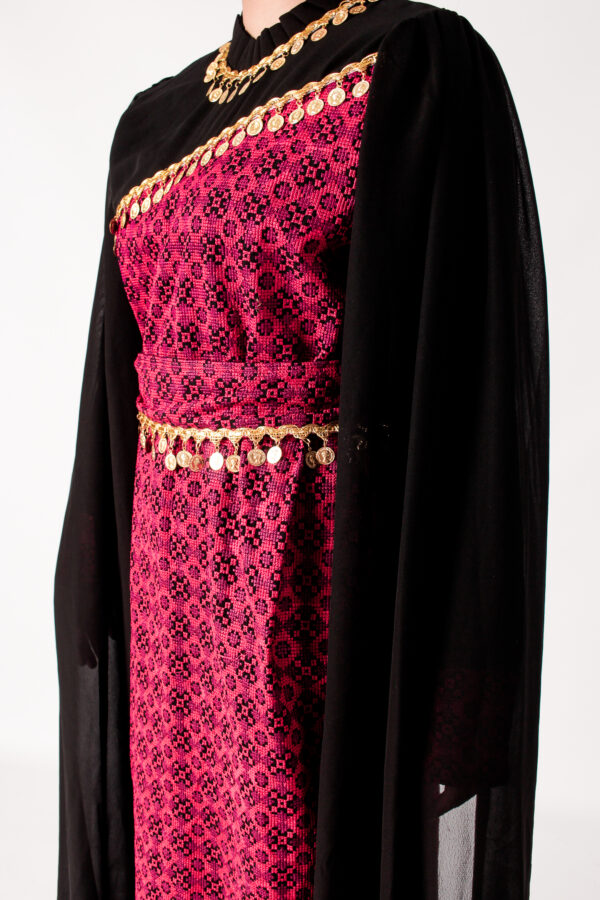 Palestinian Traditional Thobe - Tatreez Dress with Shroud - Image 3