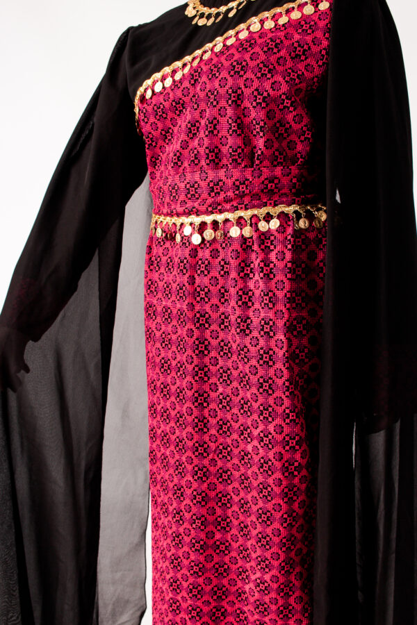 Palestinian Traditional Thobe - Tatreez Dress with Shroud - Image 4