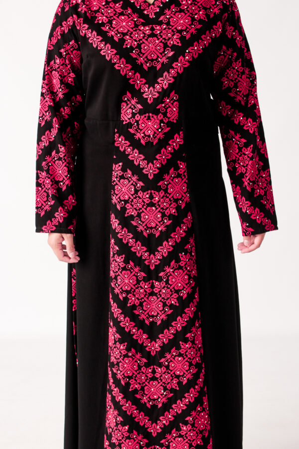 Palestinian Thobe with Red Tatreez Embroidery