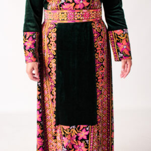 Green Palestinian Tatreez Embroidered Velvet Thobe