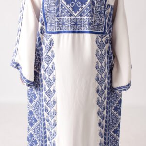 Palestinian Embroidered Thobe Dress with Blue Tatreez