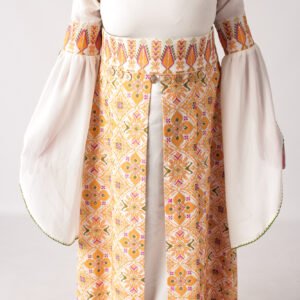 Palestinian Embroidered Dress with Bell Sleeves and Skirt