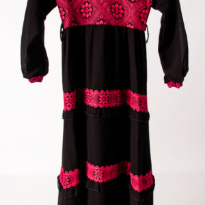 Palestinian Velvet Black and Red Tatreez Childrens Dress