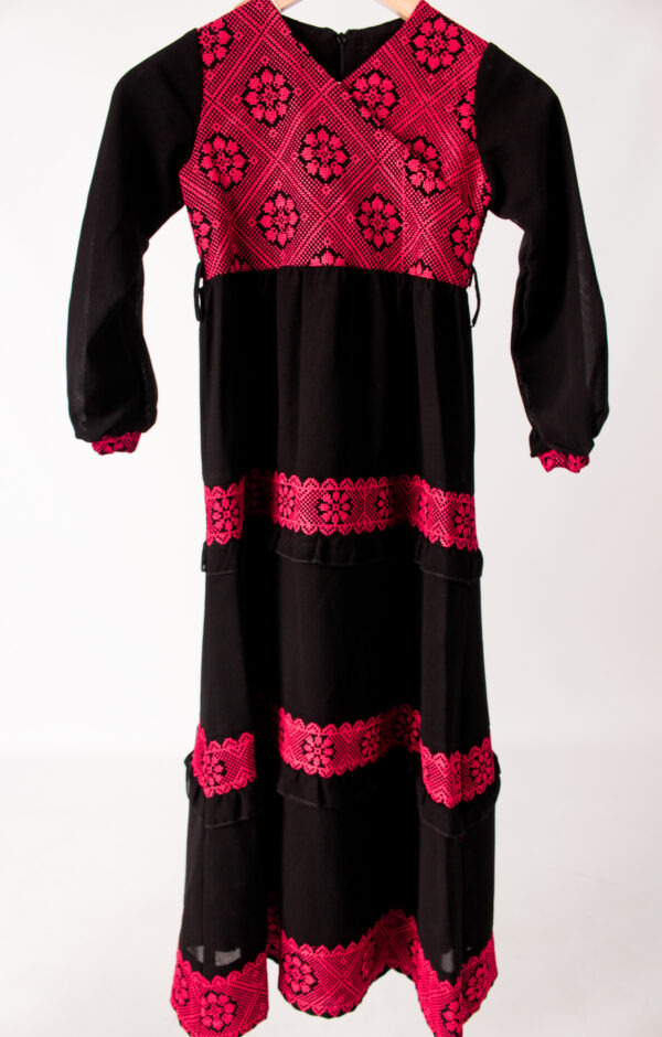 Palestinian Velvet Black and Red Tatreez Childrens Dress