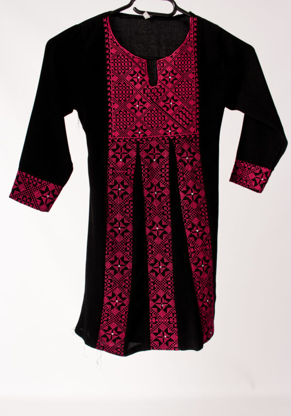 Traditional Palestinian Black and Red Childrens Dress