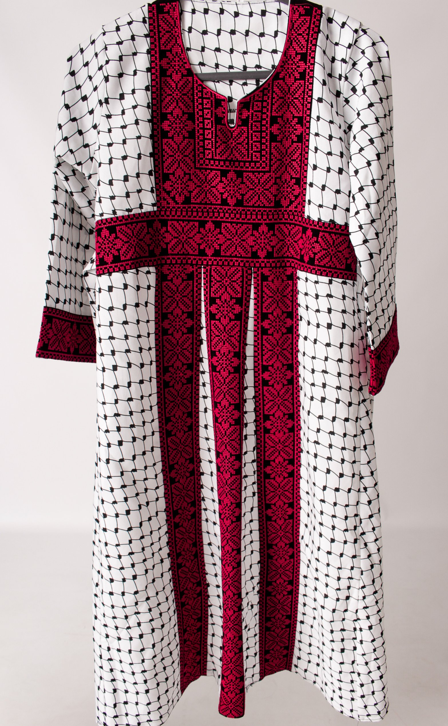 White Palestinian Thobe with Red Embroidery (Children’s)