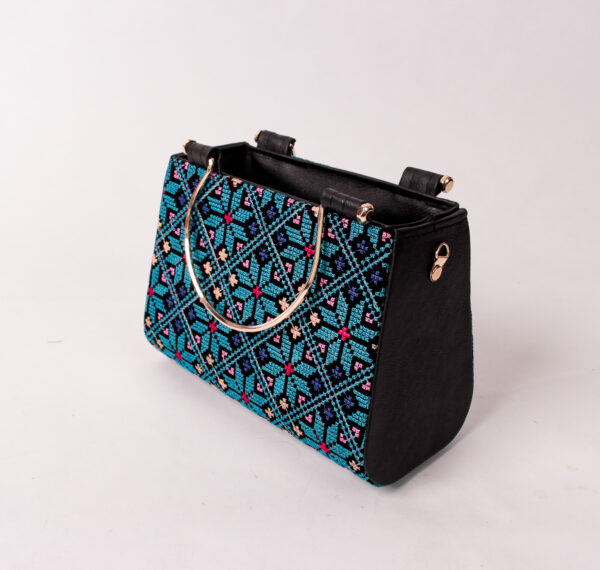Blue Floral Tatreez Handbag - Image 3